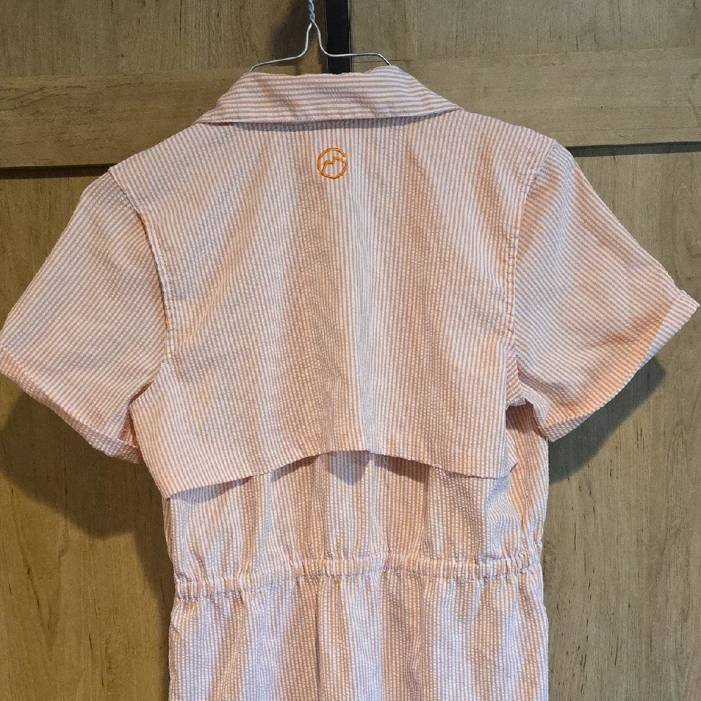 (J25) Magellan Outdoors Orange And White Striped Mini Dress Sz Xl(16) - Picture 5 of 7